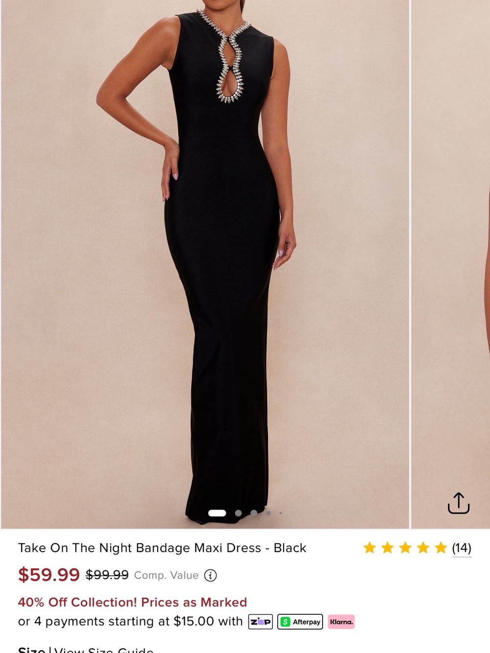 Fashion Nova Black Jeweled Keyhole Bandage Maxi Dress